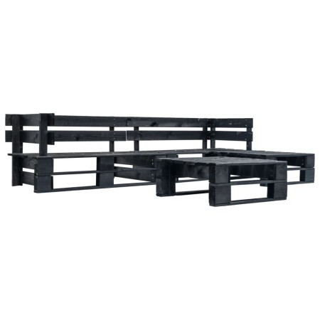 Set de muebles de palés para jardín 4 piezas madera negro de vidaXL, Conjuntos de jardín - Ref: Foro24-277424, Precio: 248,18...