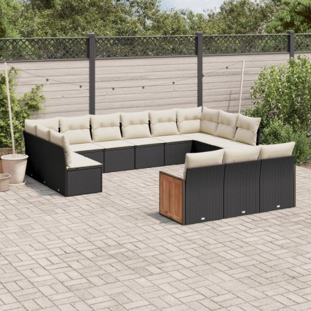 Set de sofás de jardín y cojines 13 pzas ratán sintético negro de , Conjuntos de jardín - Ref: Foro24-3260537, Precio: 787,63...