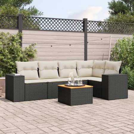 Set de sofás de jardín 6 piezas y cojines ratán sintético negro de , Conjuntos de jardín - Ref: Foro24-3225433, Precio: 360,4...
