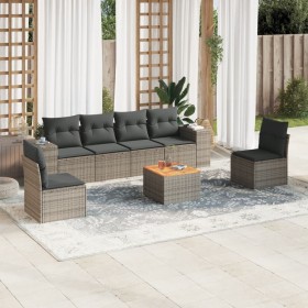 Set de sofás de jardín 7 piezas con cojines ratán PE gris de , Conjuntos de jardín - Ref: Foro24-3257726, Precio: 411,73 €, D...
