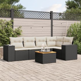 Set de sofás de jardín 6 piezas y cojines ratán sintético negro de , Conjuntos de jardín - Ref: Foro24-3257764, Precio: 377,9...