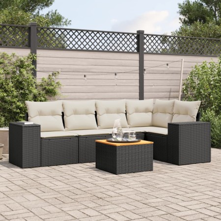 Set de sofás de jardín 6 piezas y cojines ratán sintético negro de , Conjuntos de jardín - Ref: Foro24-3257764, Precio: 377,9...