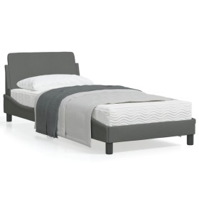 Estructura de cama con cabecero de tela gris oscuro 90x200 cm de , Camas y somieres - Ref: Foro24-373106, Precio: 112,30 €, D...