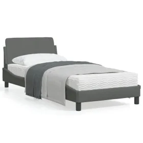 Estructura de cama con cabecero de tela gris oscuro 90x200 cm de , Camas y somieres - Ref: Foro24-373106, Precio: 102,40 €, D...