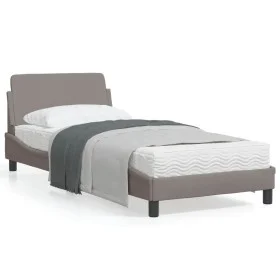 Bed frame with headboard in taupe gray fabric 80x200 cm by , Beds and slatted bases - Ref: Foro24-373069, Price: 110,33 €, Di...