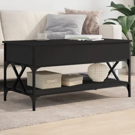 Mesa de centro madera de ingeniería y metal negro 100x50x50 cm de , Mesas de centro - Ref: Foro24-845356, Precio: 84,02 €, De...