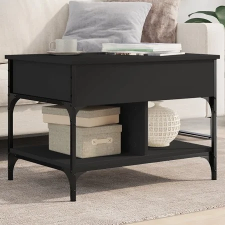 Mitteltisch aus Ingenieurholz und schwarzem Metall 70x50x50 cm von , Couchtisch - Ref: Foro24-845361, Preis: 70,42 €, Rabatt: %