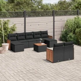 Set de sofás de jardín 10 pzas cojines ratán sintético negro de , Conjuntos de jardín - Ref: Foro24-3260487, Precio: 601,15 €...