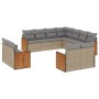 Set de sofás de jardín 11pzas con cojines ratán sintético beige de , Conjuntos de jardín - Ref: Foro24-3260582, Precio: 823,9...