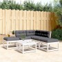 Set sofás jardín 5 pzas con cojines madera maciza pino blanco de , Conjuntos de jardín - Ref: Foro24-3216961, Precio: 506,25 ...