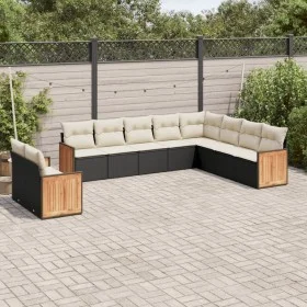 Set de sofás de jardín 10 pzas cojines ratán sintético negro de , Conjuntos de jardín - Ref: Foro24-3260194, Precio: 635,54 €...