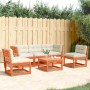 Set de sofás jardín 5 pzas con cojines madera pino marrón cera de , Conjuntos de jardín - Ref: Foro24-3216977, Precio: 589,68...