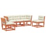 Set de sofás jardín 5 pzas con cojines madera pino marrón cera de , Conjuntos de jardín - Ref: Foro24-3216977, Precio: 589,68...