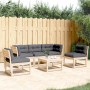 Juego de sofás de jardín 5 pzas con cojines madera maciza pino de , Conjuntos de jardín - Ref: Foro24-3216975, Precio: 501,13...