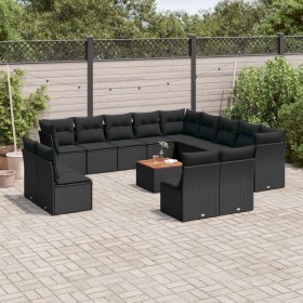 Set sofás de jardín 14 pzas con cojines ratán sintético negro de , Conjuntos de jardín - Ref: Foro24-3223934, Precio: 876,74 ...