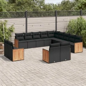 Set de sofás de jardín y cojines 13 pzas ratán sintético negro de , Conjuntos de jardín - Ref: Foro24-3260606, Precio: 888,26...