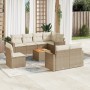Set de sofás de jardín 9 pzas con cojines ratán sintético beige de , Conjuntos de jardín - Ref: Foro24-3224217, Precio: 600,1...