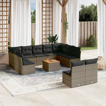 Set de sofás de jardín 12 pzas con cojines ratán sintético gris de , Conjuntos de jardín - Ref: Foro24-3223890, Precio: 649,3...