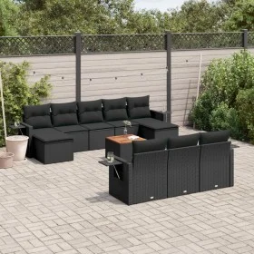 Set de sofás de jardín 11 pzas y cojines ratán sintético negro de , Conjuntos de jardín - Ref: Foro24-3257112, Precio: 736,31...