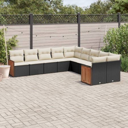 Set de sofás de jardín 10 pzas cojines ratán sintético negro de , Conjuntos de jardín - Ref: Foro24-3260432, Precio: 596,94 €...