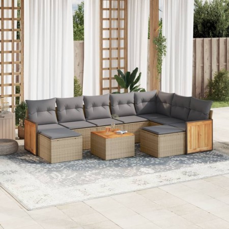 Juego de sofás jardín con cojines beige 10 pzas ratán sintético de , Conjuntos de jardín - Ref: Foro24-3260631, Precio: 613,9...