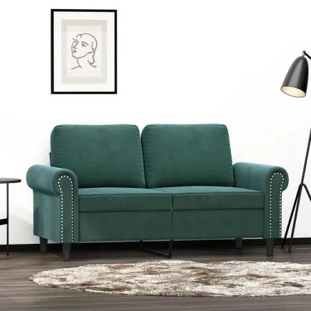 Sofá de 2 plazas de terciopelo verde oscuro 120 cm de , Sofás - Ref: Foro24-359521, Precio: 261,76 €, Descuento: %