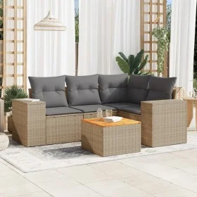Juego de sofás jardín con cojines 5 pzas ratán sintético beige de , Conjuntos de jardín - Ref: Foro24-3257760, Precio: 376,39...
