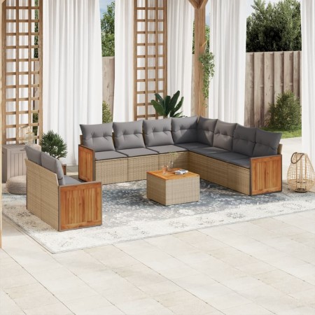 Juego de sofás jardín con cojines beige 10 pzas ratán sintético de , Conjuntos de jardín - Ref: Foro24-3260190, Precio: 659,9...