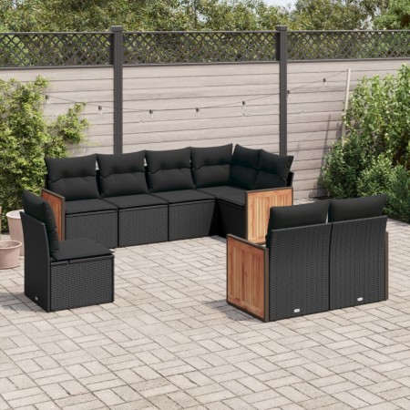 Set de sofás de jardín 8 piezas y cojines ratán sintético negro de , Conjuntos de jardín - Ref: Foro24-3260242, Precio: 533,3...