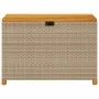 Caja de almacenaje jardín madera acacia ratán beige 110x55x63cm de , Cajas de almacenaje para exteriores - Ref: Foro24-366287...