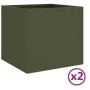 Jardineras 2 unidades acero verde oliva 32x30x29 cm de , Maceteros y jardineras - Ref: Foro24-841542, Precio: 46,38 €, Descue...