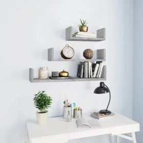 Wall shelves 3 pieces plywood gray concrete by vidaXL, Shelves and shelves - Ref: Foro24-800202, Price: 21,45 €, Discount: %