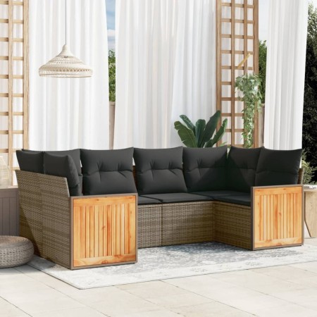Set de muebles de jardín 6 pzas y cojines ratán sintético gris de , Conjuntos de jardín - Ref: Foro24-3260345, Precio: 432,05...