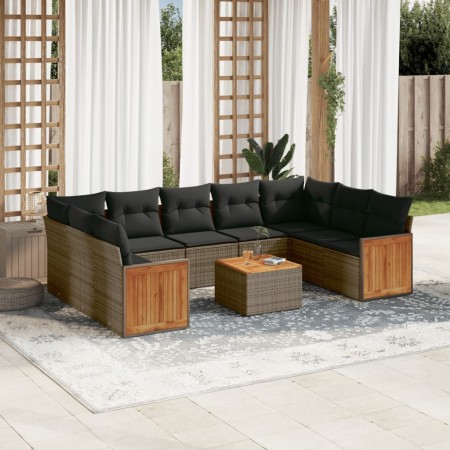Set de sofás de jardín 10 pzas con cojines ratán sintético gris de , Conjuntos de jardín - Ref: Foro24-3260366, Precio: 608,4...