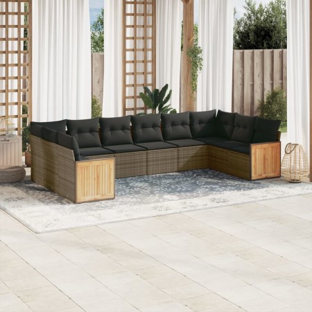 Set de sofás de jardín 10 pzas con cojines ratán sintético gris de , Conjuntos de jardín - Ref: Foro24-3260408, Precio: 593,0...