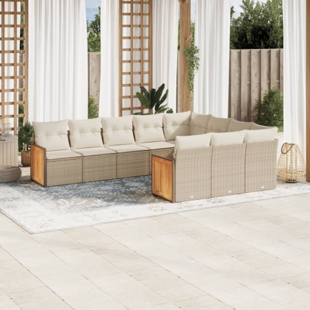 Juego de sofás jardín con cojines beige 10 pzas ratán sintético de , Conjuntos de jardín - Ref: Foro24-3260420, Precio: 643,3...