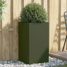 Jardinera de acero laminado en frío verde oliva 42x38x75 cm de , Maceteros y jardineras - Ref: Foro24-841580, Precio: 63,32 €...