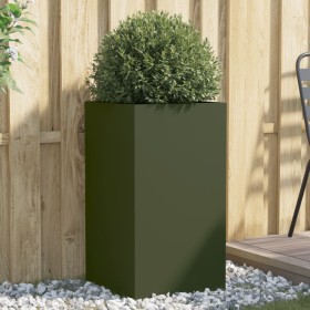 Jardinera de acero laminado en frío verde oliva 42x38x75 cm de , Maceteros y jardineras - Ref: Foro24-841580, Precio: 67,81 €...