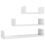 Estantes de pared 3 pzas madera contrachapada blanco brillante de vidaXL, Estantes y estanterías - Ref: Foro24-800204, Precio...