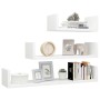 Estantes de pared 3 pzas madera contrachapada blanco brillante de vidaXL, Estantes y estanterías - Ref: Foro24-800204, Precio...