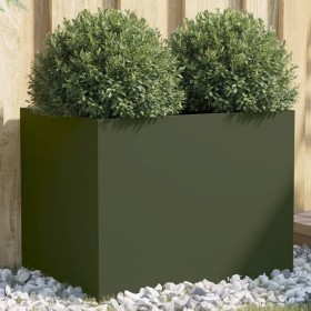 Jardinera de acero laminado en frío verde oliva 62x47x46 cm de , Maceteros y jardineras - Ref: Foro24-841604, Precio: 75,00 €...