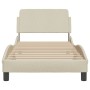 Estructura de cama con cabecero de tela color crema 80x200 cm de , Camas y somieres - Ref: Foro24-373070, Precio: 101,56 €, D...