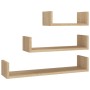 Estantes de pared 3 piezas madera contrachapada color roble de vidaXL, Estantes y estanterías - Ref: Foro24-800201, Precio: 2...