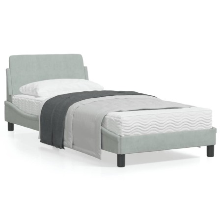 Estructura de cama con cabecero terciopelo gris claro 80x200 cm de , Camas y somieres - Ref: Foro24-373072, Precio: 109,14 €,...
