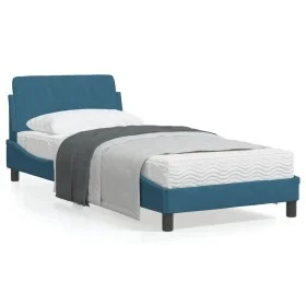 Bed frame with blue velvet headboard 90x200 cm by , Beds and slatted bases - Ref: Foro24-373116, Price: 110,96 €, Discount: %