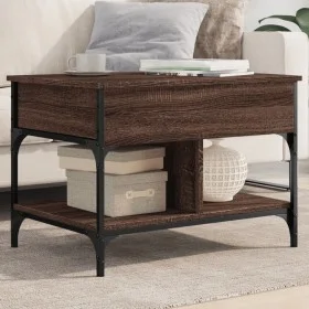 Mesa de centro madera ingeniería metal marrón roble 70x50x50 cm de , Mesas de centro - Ref: Foro24-845365, Precio: 69,18 €, D...