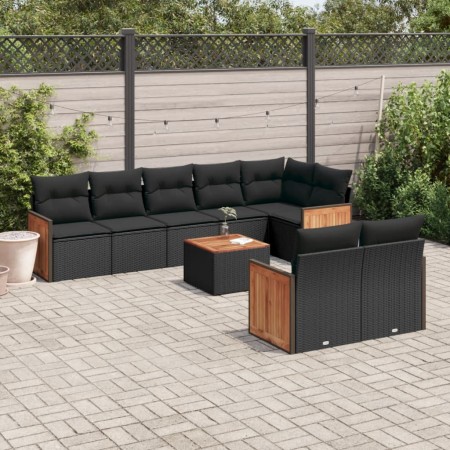 Set de sofás de jardín 8 piezas y cojines ratán sintético negro de , Conjuntos de jardín - Ref: Foro24-3260235, Precio: 574,3...