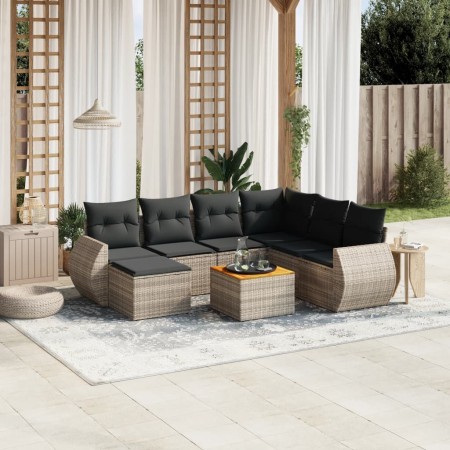 Set de sofás de jardín 8 pzas y cojines ratán sintético gris de , Conjuntos de jardín - Ref: Foro24-3257453, Precio: 508,13 €...