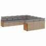 Set de sofás de jardín 11pzas con cojines ratán sintético beige de , Conjuntos de jardín - Ref: Foro24-3260512, Precio: 701,4...