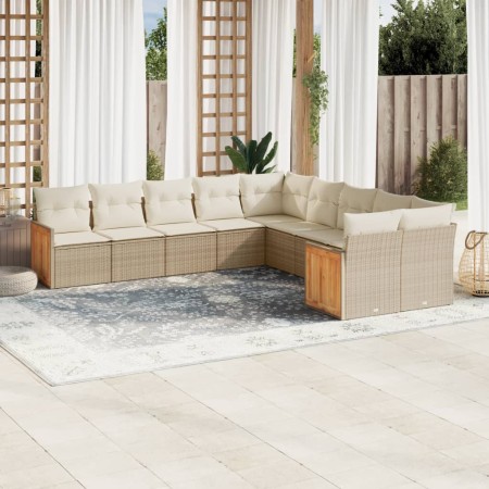 Juego de sofás jardín con cojines beige 10 pzas ratán sintético de , Conjuntos de jardín - Ref: Foro24-3260434, Precio: 643,3...
